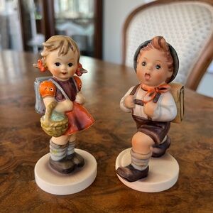 Hummel School Girl and School Boy Figurines